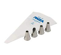 PIAZZA Set para repostería - Manga pastelera profesional de 34 cm + 4 boquillas de acero inoxidable de 14 mm - Para realizar decoraciones en pasteles, tartas y pasteles, bolsa reutilizable de nailon