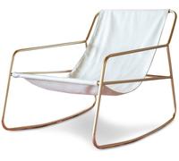 PIB Silla mecedora de tela blanca