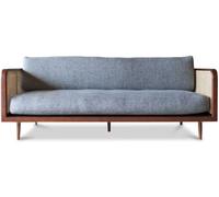 PIB Sofá de caña marrón y tela gris