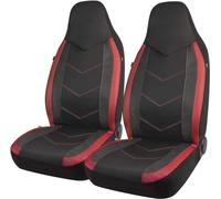 PIC AUTO Fundas de Asiento Delantero de Coche con Respaldo Alto, diseño de Malla de Fibra de Carbono Deportiva, Ajuste Universal, Compatible con airbag (Rojo)