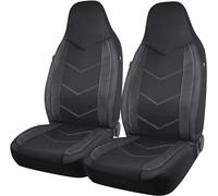 PIC AUTO Fundas de Asiento Delantero de Coche con Respaldo Alto, diseño Deportivo de Malla de Fibra de Carbono, Ajuste Universal, Compatible con Bolsas de Aire (Negro)