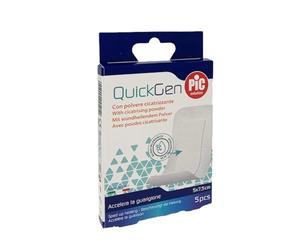 Pic QuickGen Cerotto con Polvere Cicatrizzante 5 x 7,5 cm, 5 pezzi