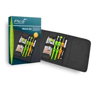 Pica Master-Set 55010 | Set profesional de marcado para carpinteros 7 piezas | Incl. marcador Dry profundo, Fine Dry e Ink | Minas grafito H 4050, color 4020, Fine Dry H 7050