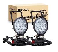 PICAA 2 PCS Luz de trabajo LED, 4 pulgadas 42W Imán portátil Spot Beam | con enchufe 12V-24V ,impermeable, Base magnética, LED Faro, para coche Tractor elevadora ATV Camión Offroad 4x4,cable de 5m