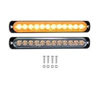 Picaa 2 piezas ámbar delgado indicador barra de alarma estroboscópica lámpara de emergencia- 12 LED tira de luz de advertencia de flash para camión motocicleta coche 12 V-24 V