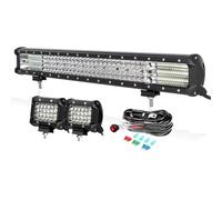 PICAA 23 Pulgadas 570W Barra de Luz LED+2x 4 Faro de Trabajo LED+12V Arnés de Cableado Kit, Cuatro Filas Luz de Trabajo LED para 4X4 Coche Camión Off-road ATV SUV