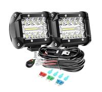 PICAA 2x 4 Pulgadas 60W Faro de Trabajo LED con Cableado Kit, 10cm Luz de Trabajo LED 12V 24V 6000K Blanco Focos Led Barra Led 4x4 para Coche Camión Todoterreno Motocicletas
