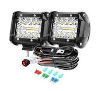 PICAA 2X 4 Pulgadas 60W Faro Trabajo LED con Kit de Cableado, Focos de Coche 12V 24V, 6000K Offroad Barra Luz de Trabajo para SUV Camión Tractor 4x4 ATV Barco Moto