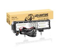 PICAA Barra de luz LED, 12 Pulgadas 31 CM 180W 7D 3 Filas Spot/Flood Combo | con mazo de cables 12V, IP67,6000K,Barra LED auxiliar, para coche SUV 4x4 todoterreno camión tractor ATV UTV Moto Barco