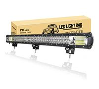 PICAA Barra de luz LED, 34 Pulgadas 86 CM 468W 7D 3 Filas Spot/Flood Combo | 12V 24V,Impermeable IP67,6000K,Barra de luces LED auxiliar, para coche SUV 4x4 todoterreno camión tractor ATV UTV Moto Barco