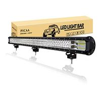PICAA Barra de luz LED, 45 Pulgadas 114 CM 612W 7D 3 Filas Spot/Flood Combo | 12V 24V,Impermeable IP67,6000K,Barra de luces LED auxiliar, para coche SUV 4x4 todoterreno camión tractor ATV UTV Moto Barco
