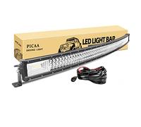 PICAA Barra de luz LED 7D de tres filas, 52 pulgadas, 675 W, haz combinado de inundación puntual curvada, barra de luces LED de trabajo con cable para coche, camión, lámpara de conducción todoterreno