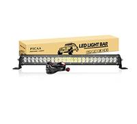 PICAA Barra Led, Doble Fila 20 pulgadas 50CM 144W Barra de luz LED Con alambre, 12V Focos Barra de luces Barra de luz de trabajo LED para SUV Offroad ATV UTV Tractor 4x4 coche auto