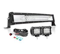 PICAA Curva 22 Pulgadas 270W Barra de Luz LED con 2x 4 36W Faros de Trabajo e 12V Cableado Kit, Barras Luminosas Led Coche para Offroad, SUV, Camión, 4x4, ATV, Tractor