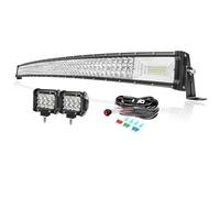 PICAA Curva 50 Pulgadas 648W Barra de Luz LED con 2x 4 36W Faros de Trabajo e 12V Cableado Kit, Barras Luminosas Led Coche para Offroad, SUV, Camión, 4x4, ATV, Tractor