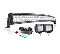 PICAA Curva 52 Pulgadas 300W Barra de Luz LED con 2x 4 18W Faros de Trabajo e 12V Cableado Kit, Barras Luminosas Led Coche para Offroad, SUV, Camión, 4x4, ATV, Tractor