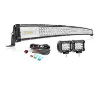 PICAA Curva 52 Pulgadas 675W Barra de Luz LED con 2x 4 36W Faros de Trabajo e 12V Cableado Kit, Barras Luminosas Led Coche para Offroad, SUV, Camión, 4x4, ATV, Tractor