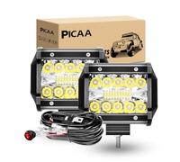 PICAA Faro Trabajo LED 12V, 4 Pulgadas 60W, 2 Piezas, IP67 Impermeable, 6000LM, Apto para Vehículos Todo Terreno, SUV, Tractor, Camión, Barco