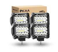 PICAA Faro Trabajo LED Focos de Coche 12V, 4 pulgadas 8D 60W Faros LED Tractor, 6000LM 6000K IP67 Impermeable Off-road Foco de Trabajo LED para Moto ATV SUV Tractor Camión Barco,4 piezas