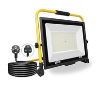 PICAA Foco de Trabajo LED 200W,20000LM,Foco LED Portátil con Giratorio 360º,Impermeable,Soporte plegable,para Uso en Interiores y Exteriores,para Obra, Taller, Garaje,6500K Luz Blanca