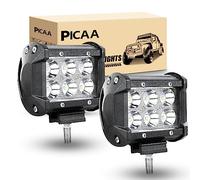 PICAA Foco de trabajo LED 2PCS 4 pulgadas 18W LED Spot Tractor 12V-24V 6000K Focos LED para Tractores IP68 Impermeable Luz de Niebla Coche,SUV, UTV, ATV, Off-road,Camión,Moto,Barco