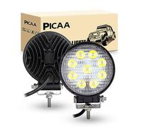 PICAA Foco de Trabajo LED 2PCS 4 Pulgadas 27W Ronda Spot Tractor 12V-24V 6000K Para Tractores IP68 Impermeable Luz de Niebla Coche, SUV, UTV, ATV, Off-road, Camión, Moto, Barco