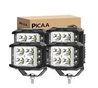 PICAA Foco de trabajo LED, 4PCS 4 pulgadas 35W LED Luz de inundación Tractor,3 lados brillan,12V-24V 6000K blanca Focos LED para Tractores Luz de Niebla Coche,SUV, UTV, ATV, Off-road,Camión,Moto