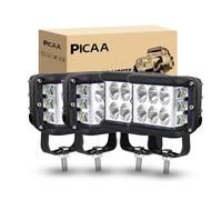 PICAA Foco de trabajo LED, 4PCS 4 pulgadas 60W Luz de inundación Tractor,3 lados brillan,12V-24V 6000K blanca Focos LED para Tractores Luz de Niebla Coche,SUV, UTV, ATV, Off-road,Camión,Moto