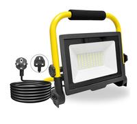 PICAA Foco de Trabajo LED 50W,5000LM,Foco LED Portátil con Giratorio 360º,Impermeable,Soporte plegable,para Uso en Interiores y Exteriores,para Obra, Taller, Garaje,6500K Luz Blanca