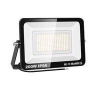PICAA Focos LED Exterior 1 Pcs, 200W IP66 Impermeable Foco Proyector LED, 3500K Blanco cálido Floodlight para Casa, Garaje, Patio, Terraza, Campo