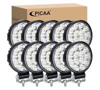 PICAA Mini 10 luces de trabajo LED de 3 pulgadas y 42 W, barra de luz LED de 12 V 24 V, lámpara antiniebla para conducción de coche, para todoterreno, 4 x 4, camión, SUV, ATV, UTV, motocicleta