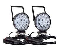 PICAA Redondo Faro Trabajo LED Con Base Magnética, 2x 4 Pulgadas 42W Haz de Inundación Faros Led Tractor 4x4 Camino 12V 24V 6000K Impermeable Luces de Trabajo Led Barra Led para Offroad ATV SUV Camión