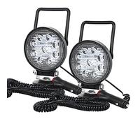 PICAA Redondo Faro Trabajo LED Con Base Magnética Focos de Coche, 2 Piezas 4 Pulgadas 27W Faros Led Tractor 4x4 Camino 12V 6000K Impermeable Luces de Trabajo Led Barra Led para Offroad ATV SUV Camión