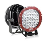 PICAA Redondo Faro Trabajo LED Focos de Coche, Rojo 2 Piezas 9" Pulgadas 225W Faros Led Tractor 4x4 Camino 12V 24V 6000K Impermeable Luces de Trabajo Led Barra Led para Offroad ATV SUV Camión