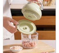 Picador de ajo eléctrico de 350 ml, mini procesador de alimentos recargable para verduras, chile, frutas, carne con cable USB (verde)