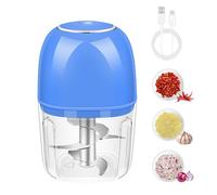 Picador de ajo eléctrico, mini procesador de alimentos azul, mini picador, molinillo de ajo pequeño para cebolla, jengibre, chile, fruta, carne (350 ml)