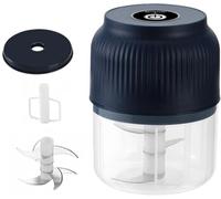 Picador de ajo, mini procesador de alimentos de 320 ml con cuchillas de acero inoxidable 3/4/6 con batidor (opcional), utensilio de cocina for el hogar, proceso de jengibre, chile, frutas(Blue C1)