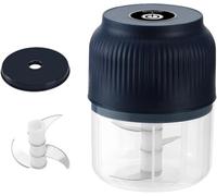 Picador de ajo, mini procesador de alimentos de 320 ml con cuchillas de acero inoxidable 3/4/6 con batidor (opcional), utensilio de cocina for el hogar, proceso de jengibre, chile, frutas(Blue A)