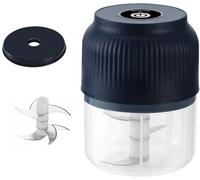 Picador de ajo, mini procesador de alimentos de 320 ml con cuchillas de acero inoxidable 3/4/6 con batidor (opcional), utensilio de cocina for el hogar, proceso de jengibre, chile, frutas(BlueC)
