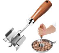 Picador de Carne de Acero Inoxidable, Moledor de Carne de 6 Cuchillas con Mango de Madera, Triturador Resistente al Calor para Hamburguesas, Pavo, Herramienta de Cocina Multiusos