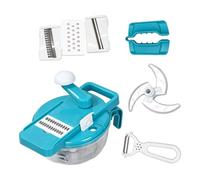 Picador de cebollas con recipiente grande y manivela gadget de cocina | Rebanadora y picadora de alimentos para casa, restaurante, apartamento, camping, cebolla, ajo, pepino, zanahoria, patata