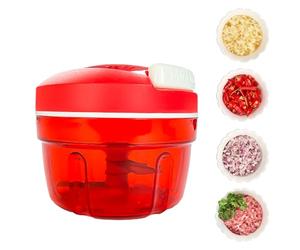Picador de Verduras, Cortador de Cebolla de 300 ml Con Cordón de Tracción Picadora Manual Multiusos Con Cuchillas de Acero Inoxidable Triturador Doméstico Ideal Para Cebollas/Ajos/Verduras