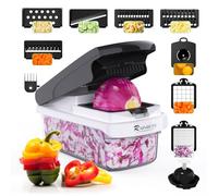 Picador de verduras - Mandolina, picador de alimentos vegetales de cebolla con contenedor, cortador de patatas y pepino, herramienta picadora de ensalada, utensilios de cocina 15 en 1, perfecto para