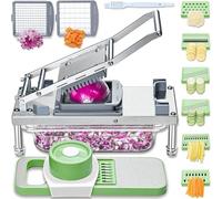 Picador de verduras, picador de verduras con 8 cuchillas, picador de cebolla con contenedor, cortador de verduras todo en 1, rallador, picador de mandolina, cortador de ensalada de materiales de acero