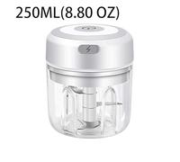 Picador eléctrico de alimentos, picador de ajo inalámbrico recargable por USB, con cuchilla, mini herramientas de picadora de carne, accesorios de cocina portátiles (250 ml, B-blanco)