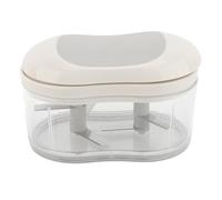 Picador manual de ajo, prensa de ajo de acero inoxidable con empuje manual y picadora con recipiente de almacenamiento, gadget de cocina compacto y portátil para cocinar en casa,