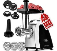 Picadora Clatronic® 1000W | con accesorio para galletas/pastelería | 3 discos metálicos perforados | marcha adelante y marcha atrás | incl. embutidora | cuello metálico y sinfín | FW 3803