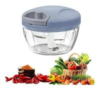 Picadora de ajo multifuncional, picadora de ajo con cuerda de tracción manual para cocina, ayudante del hogar para prensar ajo, cortar verduras y picar carne (500 ml) (azul)