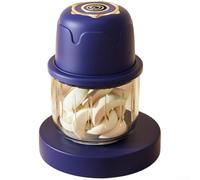 Picadora de ajo portátil, procesador de alimentos inalámbrico, contenedor de vidrio de 350 ml, 6 cuchillas de acero, carga USB, picadora pequeña para alimentos de bebés, cebollas, trituradora de ajo