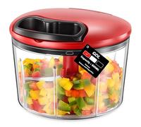 Picadora de alimentos, picadora de cebolla, picadora de alimentos a mano, picadora de alimentos de corte rápido para cebolla, ajo, nueces, 800 ml, rojo.